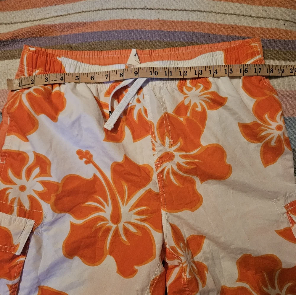 Exist Supreme Men's Size Large Orange Floral Board Shorts Swim Trunks